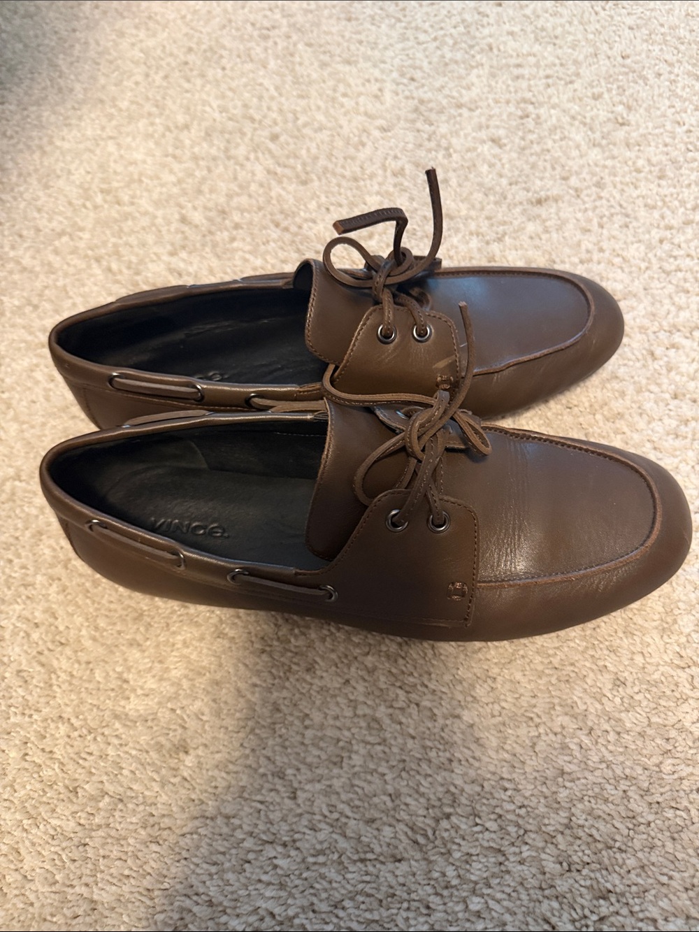 Vince Brown Leather Lace-Up Boat Shoes - Picture 3 of 3